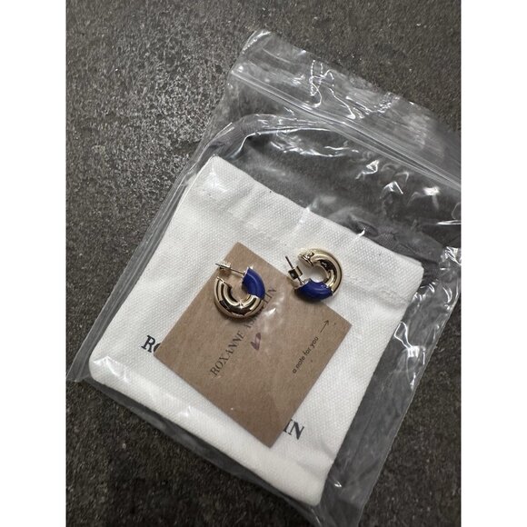 Roxanne Assoulin True Blue Chubbies Earrings in Shiny Gold & Blue - Picture 5 of 5